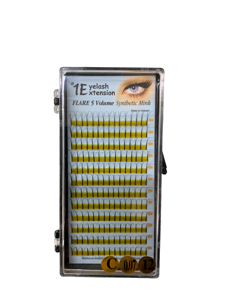 1E Eyelash Extension Flare 5 Volume Synthetic Mink C-0.07-12
